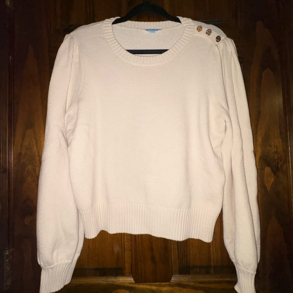 Draper James Cream Sweater with Gold Button Accents